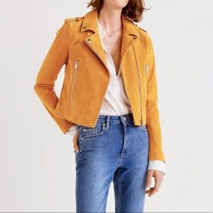 NWT mustard yellow suede mango moto jacket